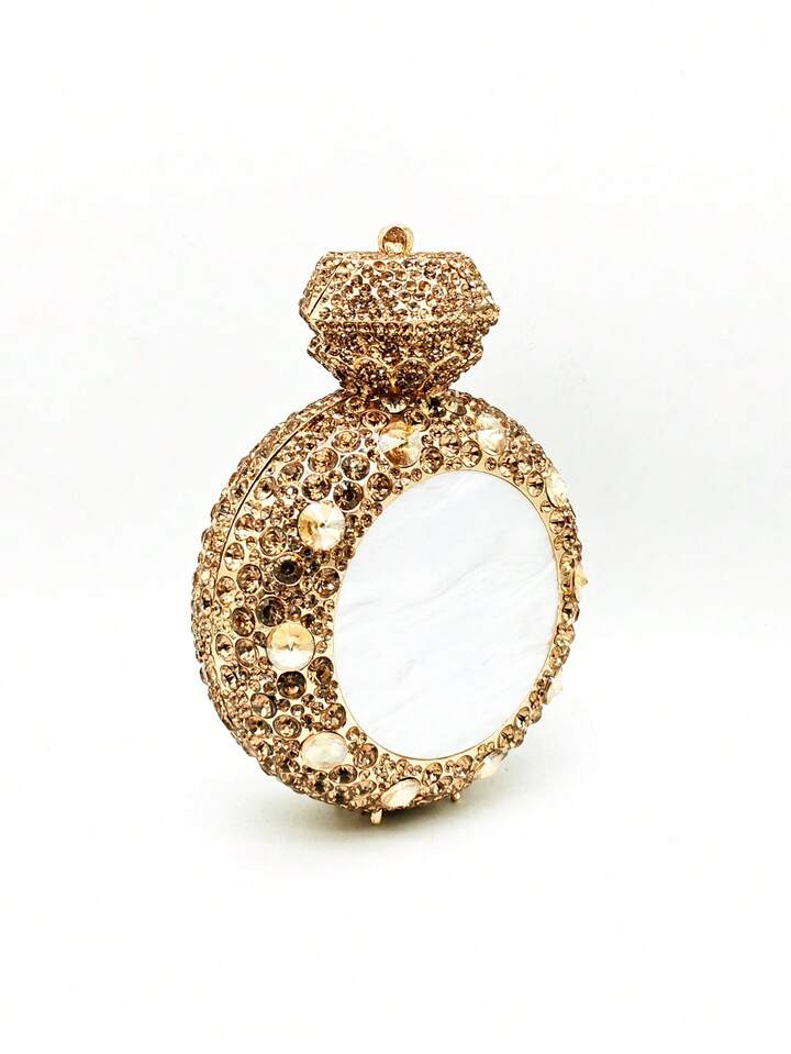 CM-BGS212028 Women Elegant Seoul Style Mini Novelty Diamond Ring Crystal Clutch - Gold