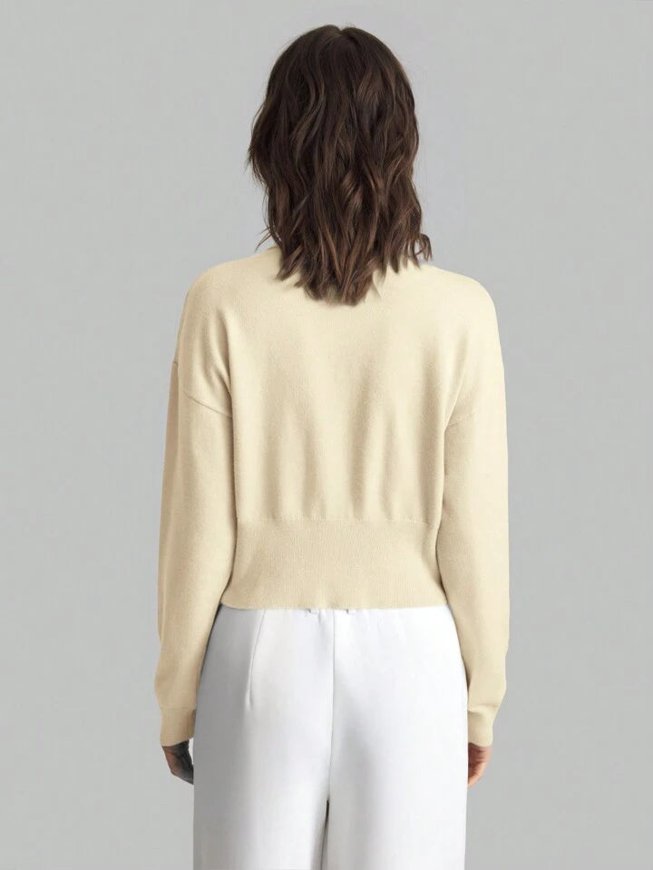 CM-CS143446 Women Casual Seoul Style Heart Shaped Button Front Cardigan - Apricot