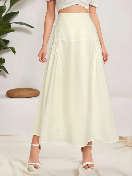 CM-BS203089 Women Elegant Seoul Style High Waist Flared A-Line Long Skirt