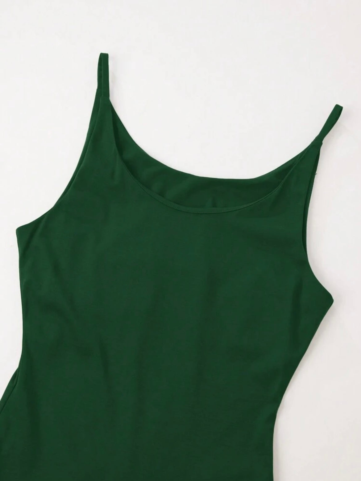 CM-DS289049 Women Elegant Seoul Style Solid Color Minimalist Spaghetti Strap Maxi A-Line Dress - Green