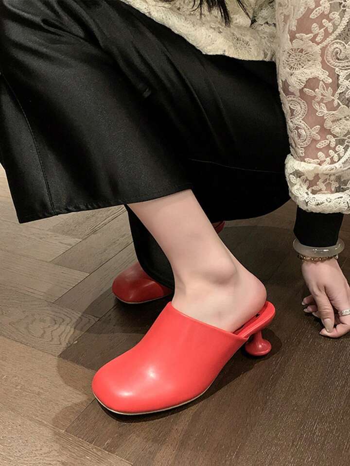 CM-SHE844194 Women Trendy Seoul Style Synthetic Slip On Round Toe Low-Heel Mules (Available in 4 colors)