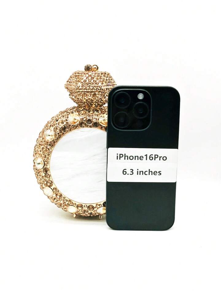 CM-BGS212028 Women Elegant Seoul Style Mini Novelty Diamond Ring Crystal Clutch - Gold