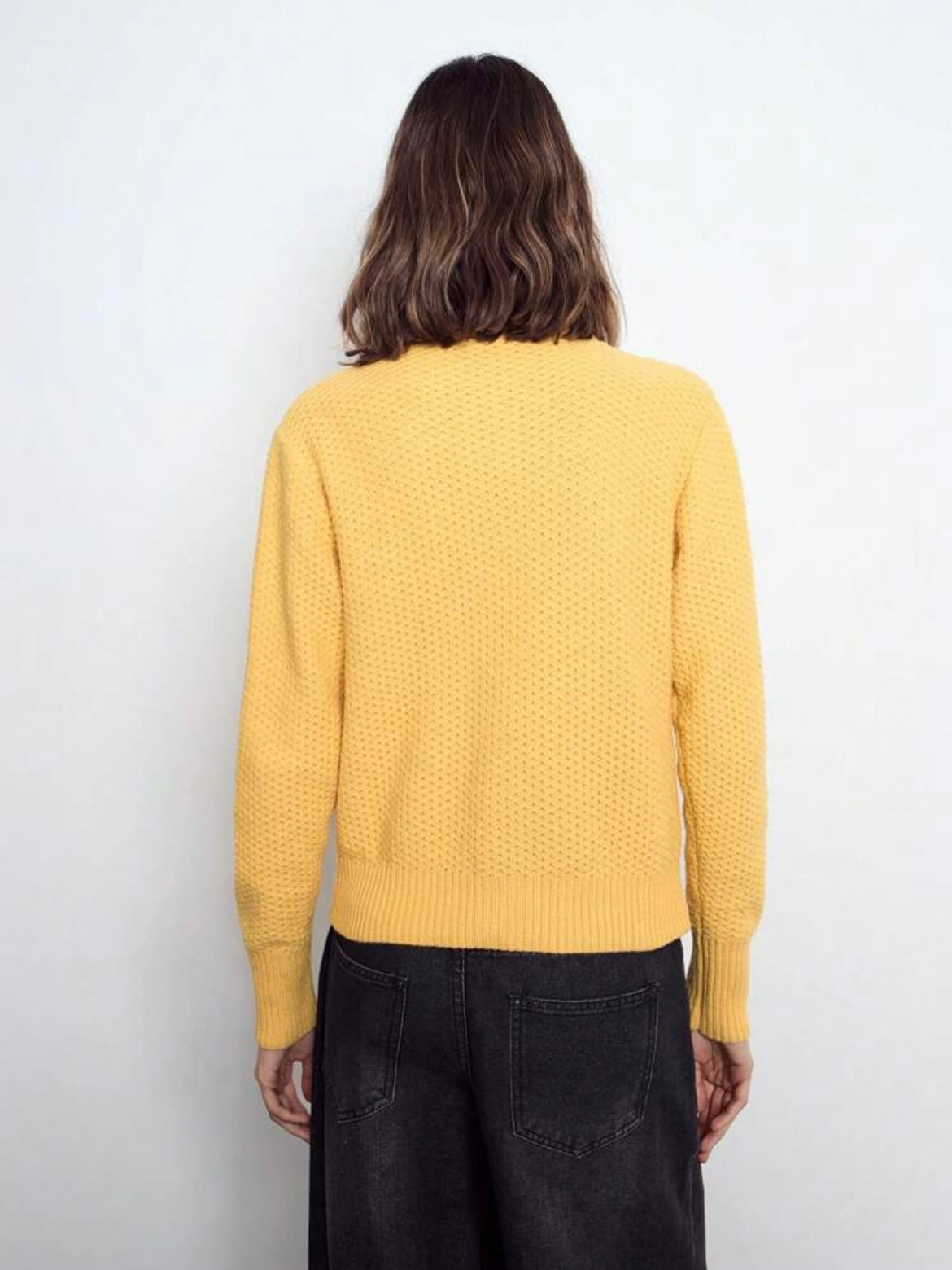 CM-CS016717 Women Casual Seoul Style Long Sleeve Slim Fit Stand Collar Sweater - Yellow