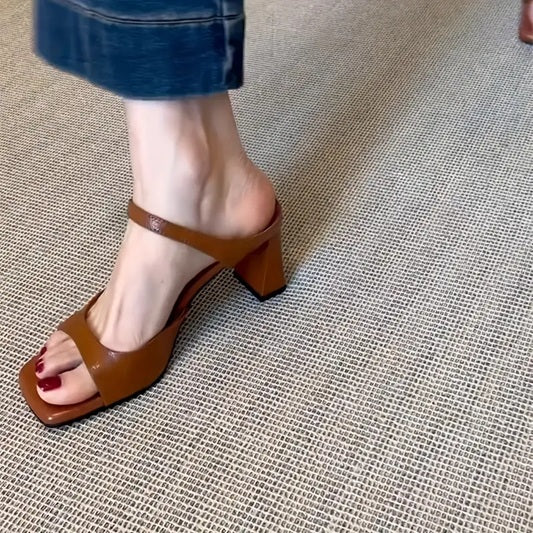 CM-SHE532245 Women Trendy Seoul Style Open-Toe Buckle-Strap Mid-Heel Sandals (Available in 2 colors)