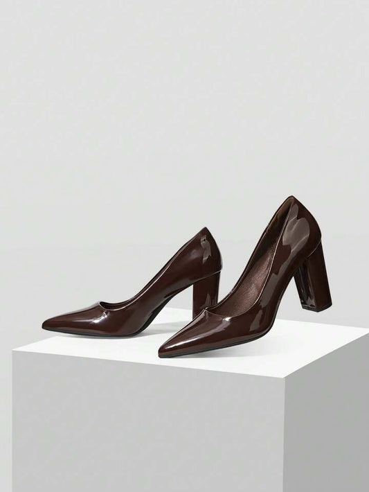 CM-SHS769795 Women Trendy Seoul Style Pointed Toe High Heels - Coffee Brown