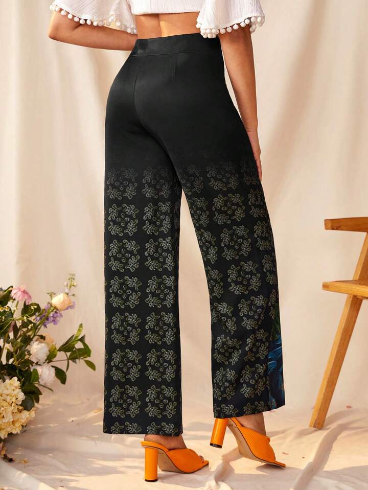 CM-BS420625 Women Trendy Bohemian Style High Waist Ombre Print Wide Leg Pants