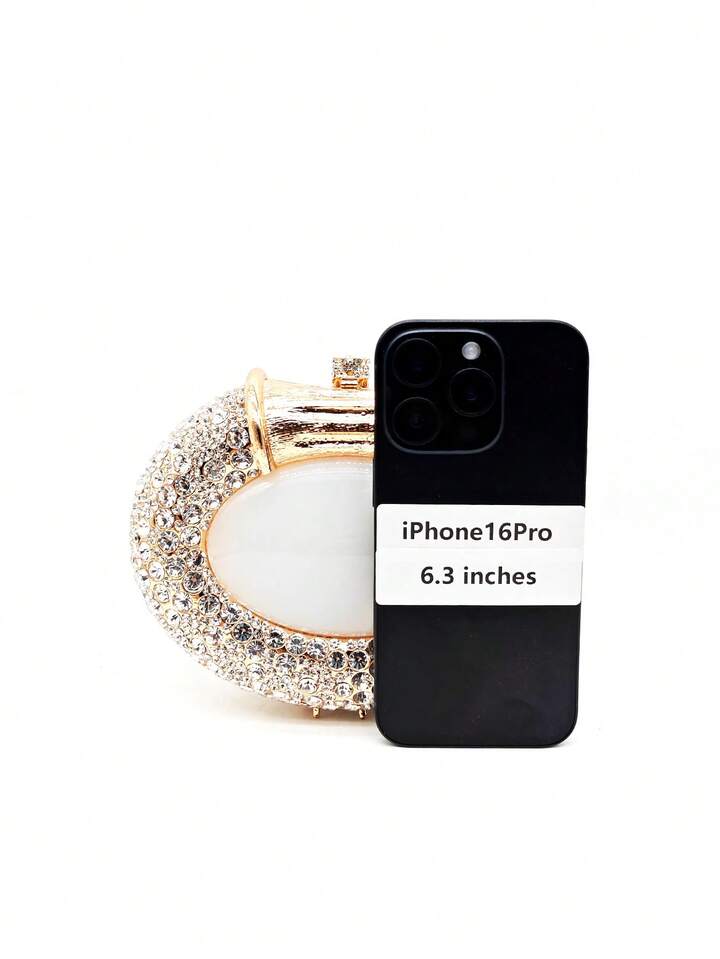 CM-BGS856520 Women Elegant Seoul Style Oval Shell Shaped Crystal Classy Diamond Purse - Gold