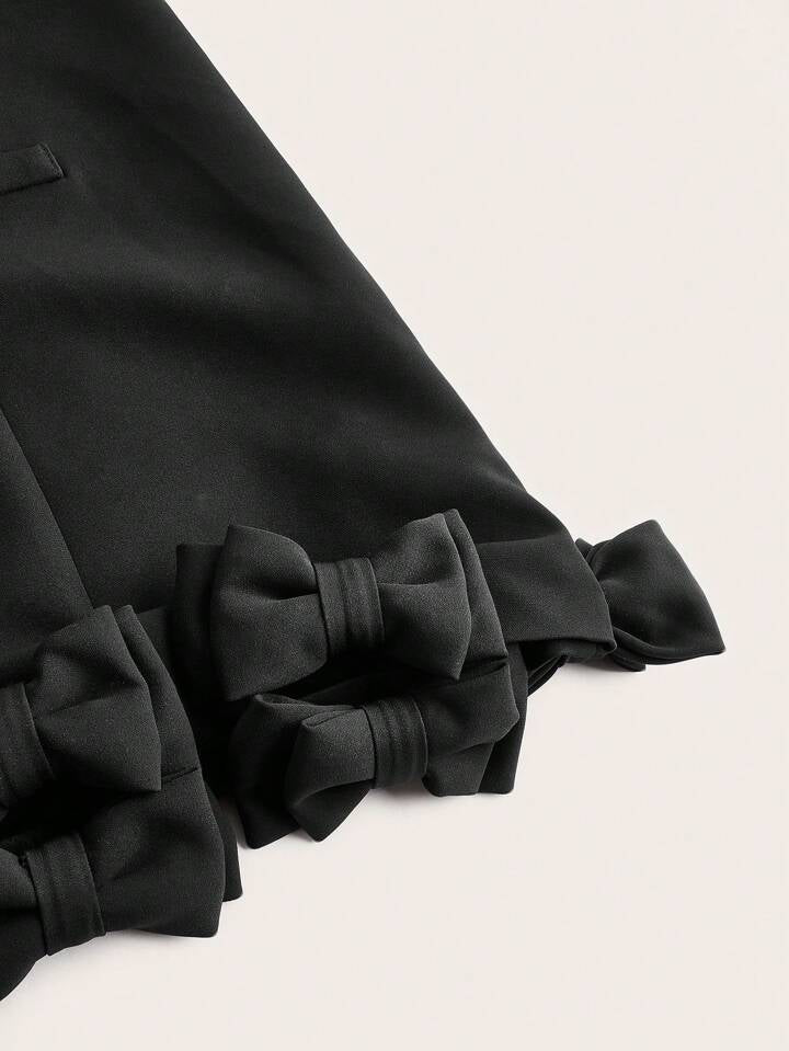 CM-DS332289 Women Elegant Seoul Style Round Neck Bow Decor Sleeveless Mini Dress - Black