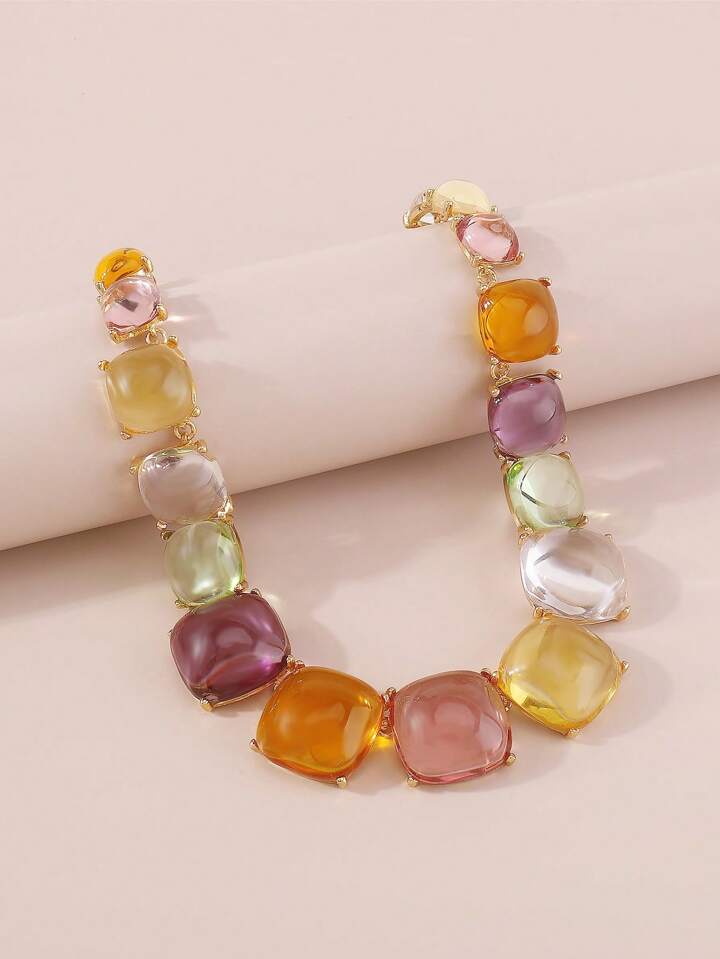 CM-AXS788556 Women Trendy Seoul Style Rhinestone Decor Necklace