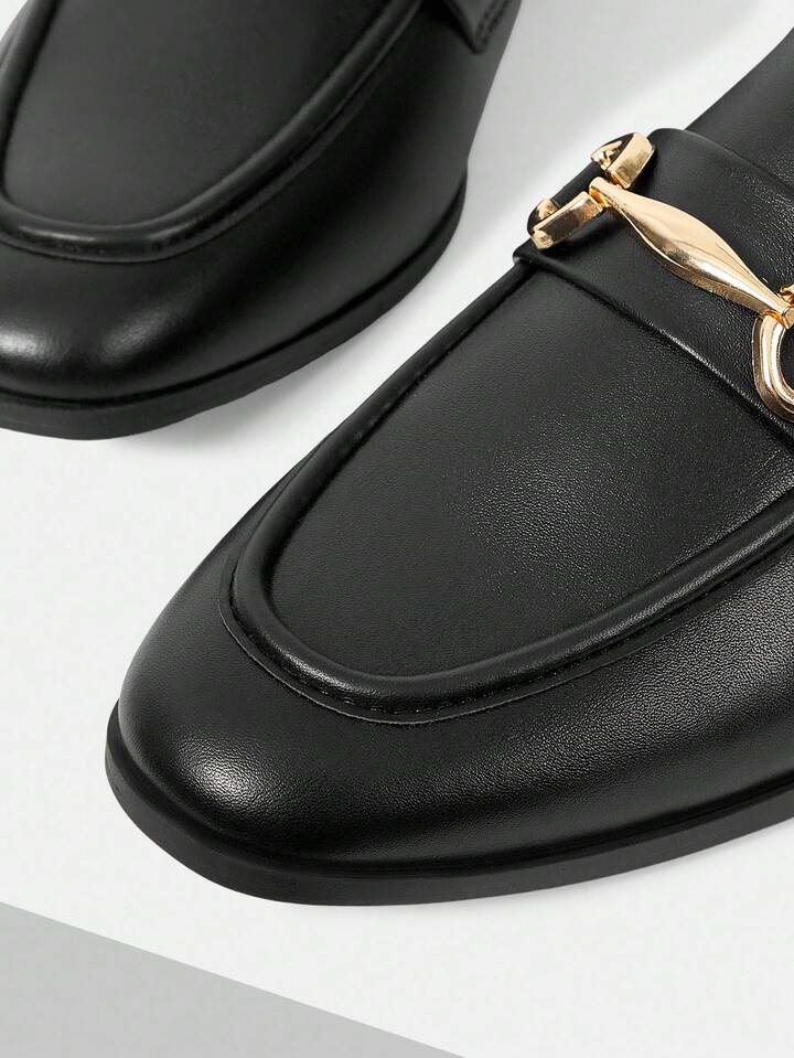 CM-SHS835238 Women Trendy Seoul Style Round Toe Flat Shoes - Black