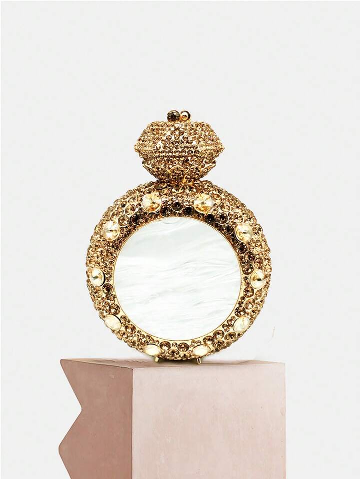 CM-BGS212028 Women Elegant Seoul Style Mini Novelty Diamond Ring Crystal Clutch - Gold