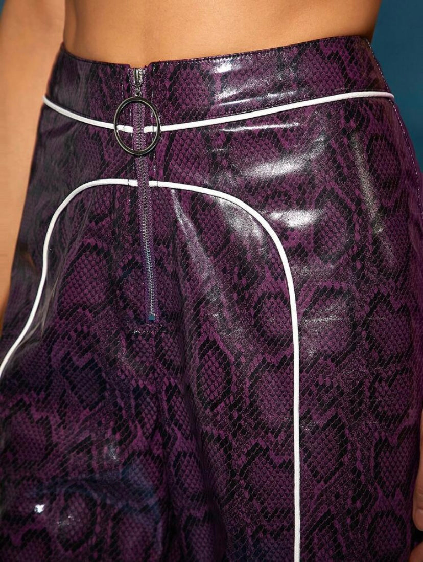CM-DS729260 Women Elegant Seoul Style Contrast Binding Wide Leg Pants - Purple