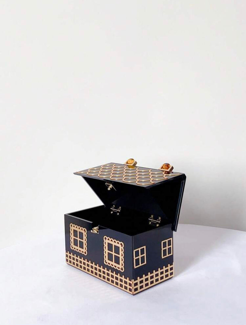 CM-BGS001141 Women Trendy Seoul Style House-Shaped Top Handle Handbag With Flip Cover