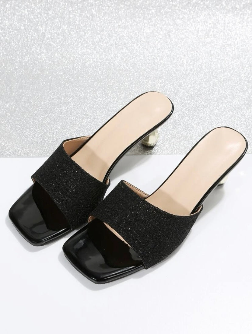 CM-SHS011560 Women Trendy Seoul Style Minimalist Sculptural Heeled Mule Sandals - Black