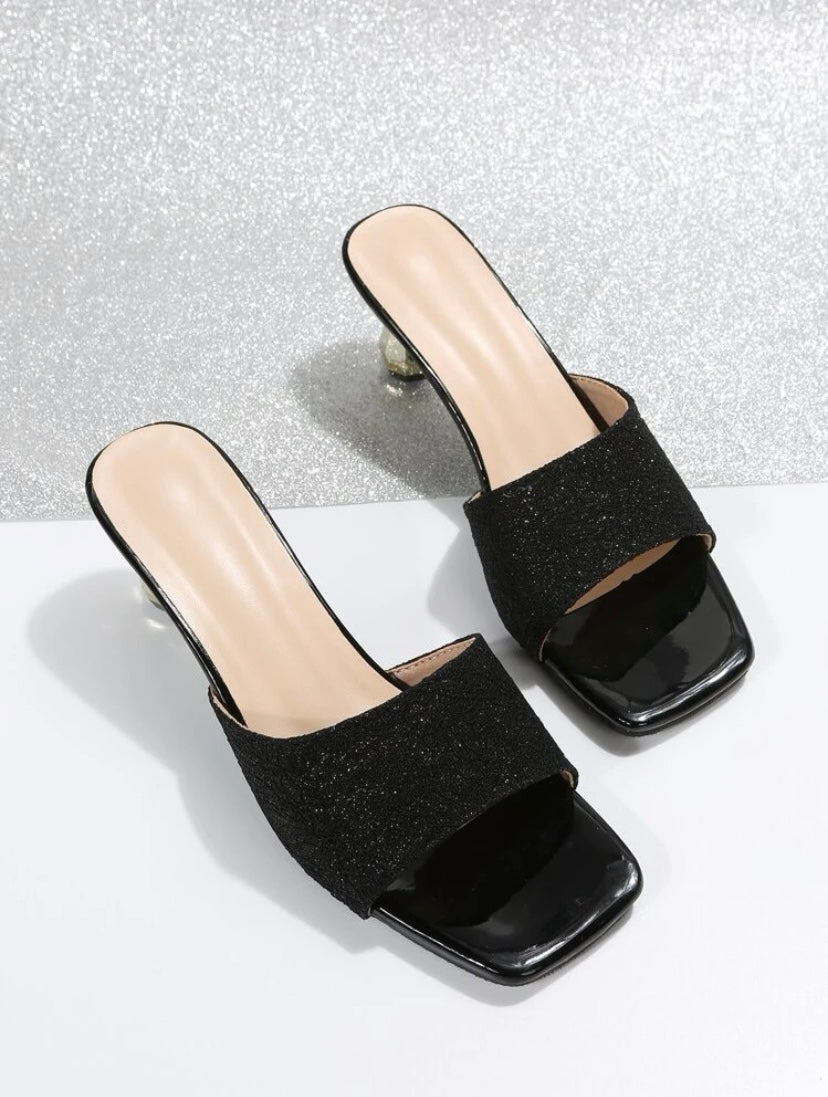 CM-SHS011560 Women Trendy Seoul Style Minimalist Sculptural Heeled Mule Sandals - Black