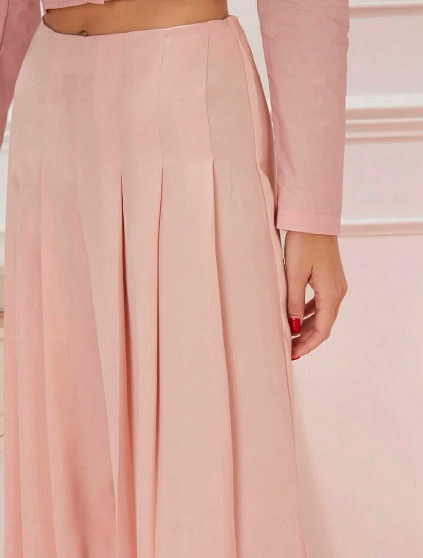 CM-BS553413 Women Elegant Seoul Style High Waist Solid Wide Leg Pants - Pink