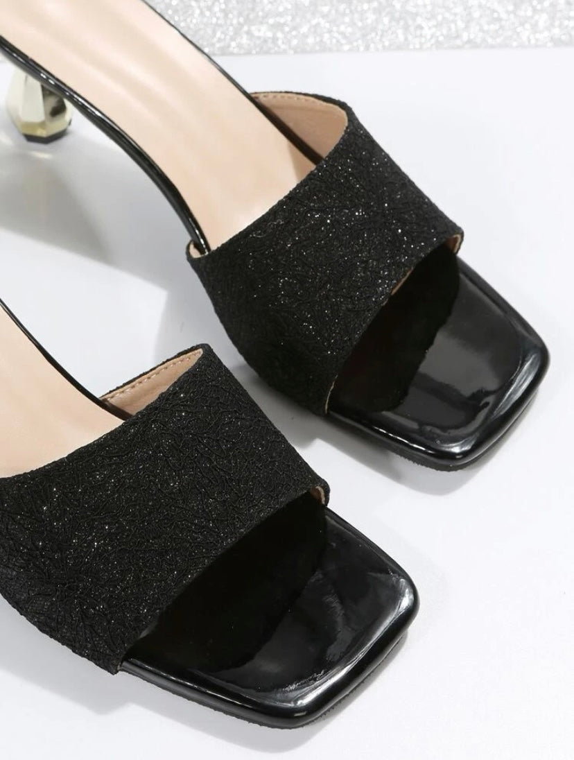 CM-SHS011560 Women Trendy Seoul Style Minimalist Sculptural Heeled Mule Sandals - Black