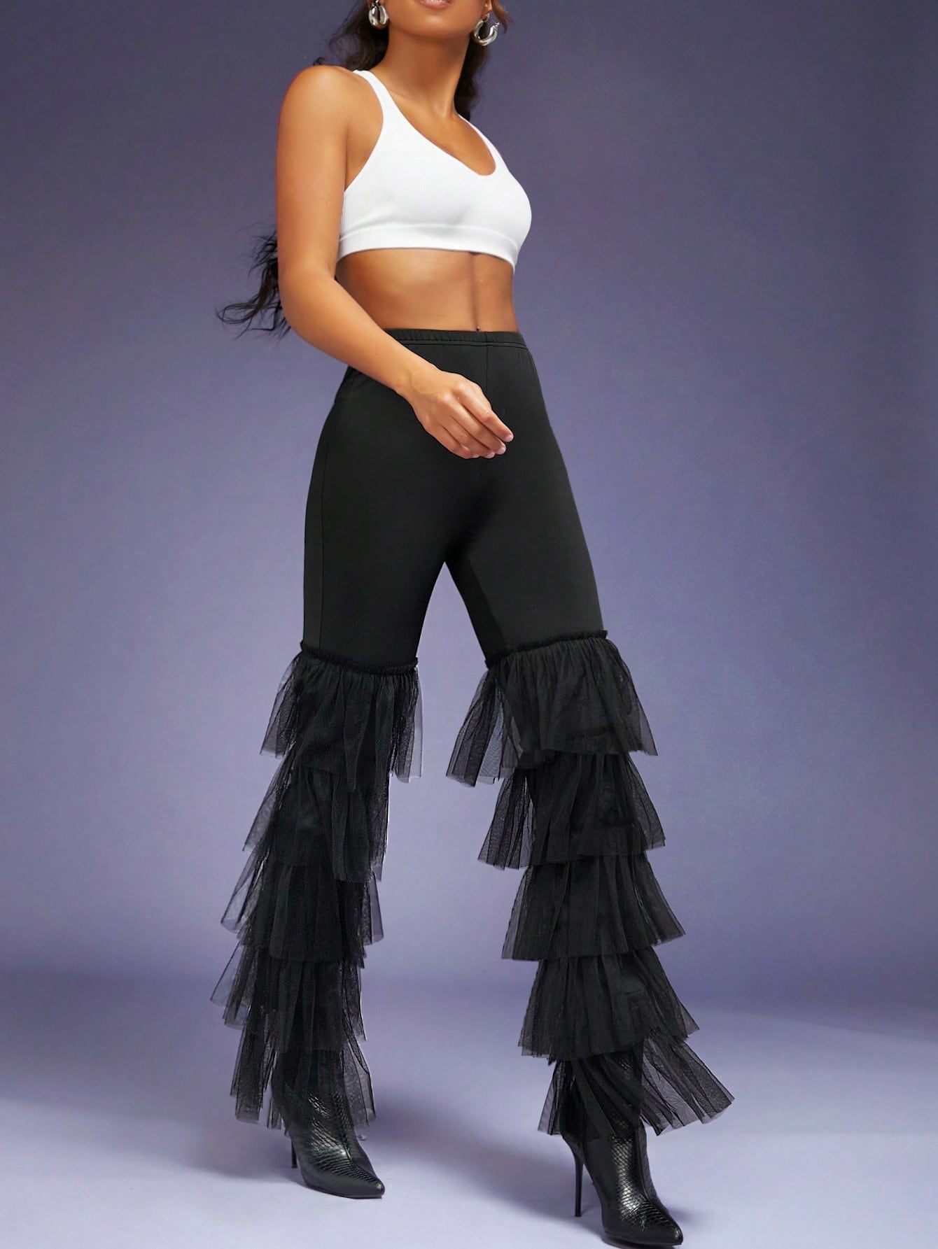 CM-BS113796 Women Elegant Seoul Style Elastic Waist Straight Leg Pants - Black