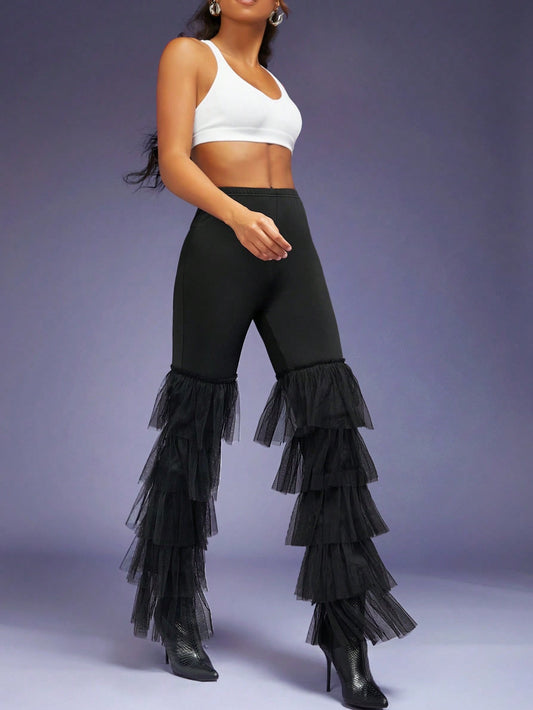 CM-BS113796 Women Elegant Seoul Style Elastic Waist Straight Leg Pants - Black