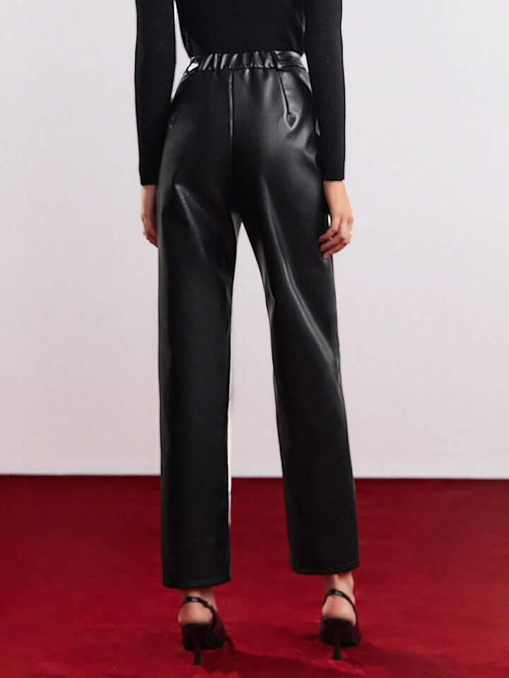 CM-BS411336 Women Elegant Seoul Style Contrast Color Straight Trousers
