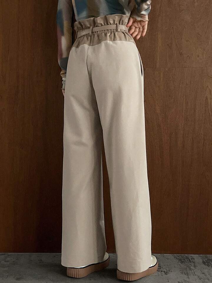 CM-BS344789 Women Trendy Bohemian Style Color Block Straight Leg Pants
