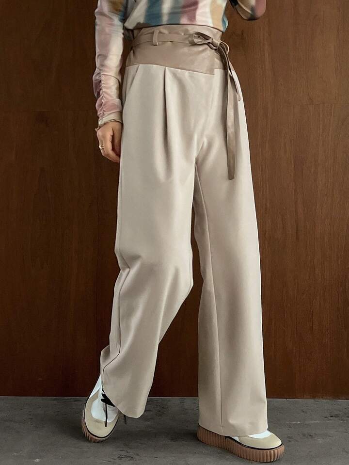 CM-BS344789 Women Trendy Bohemian Style Color Block Straight Leg Pants
