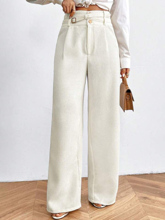 CM-BS686163 Women Elegant Seoul Style Loose Solid Color Versatile Long Pants - Apricot