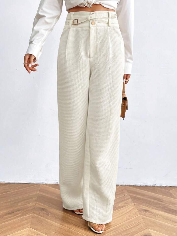 CM-BS686163 Women Elegant Seoul Style Loose Solid Color Versatile Long Pants - Apricot