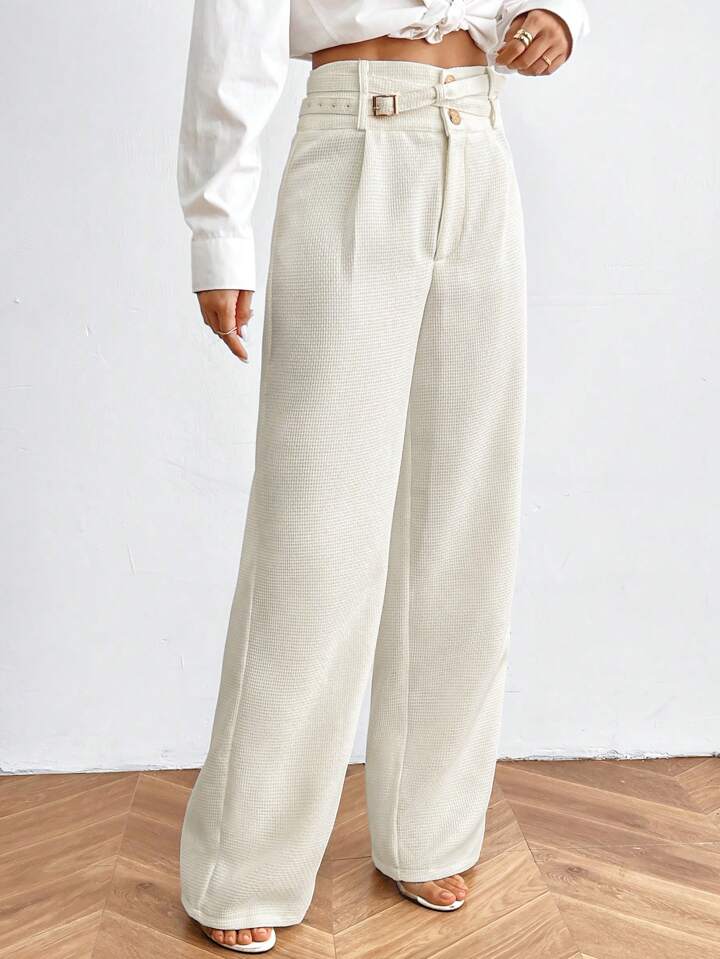 CM-BS686163 Women Elegant Seoul Style Loose Solid Color Versatile Long Pants - Apricot