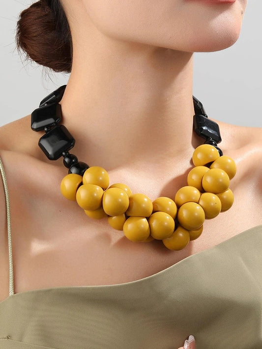 CM-AXS407686 Women Trendy Seoul Style Bead Decor Necklace