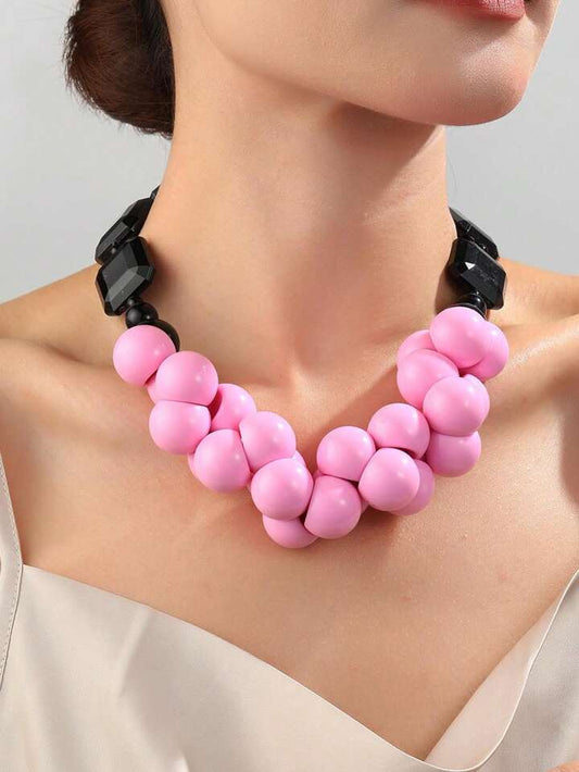 CM-AXS955911 Women Trendy Seoul Style Colorful Beaded Necklace