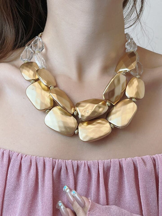 CM-AXS175441 Women Trendy Seoul Style Multilayered Colorful Beaded Necklace