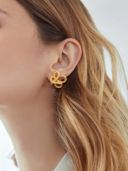 CM-AXS205331 Women Trendy Seoul Style Premium Twist Design Stud Earrings