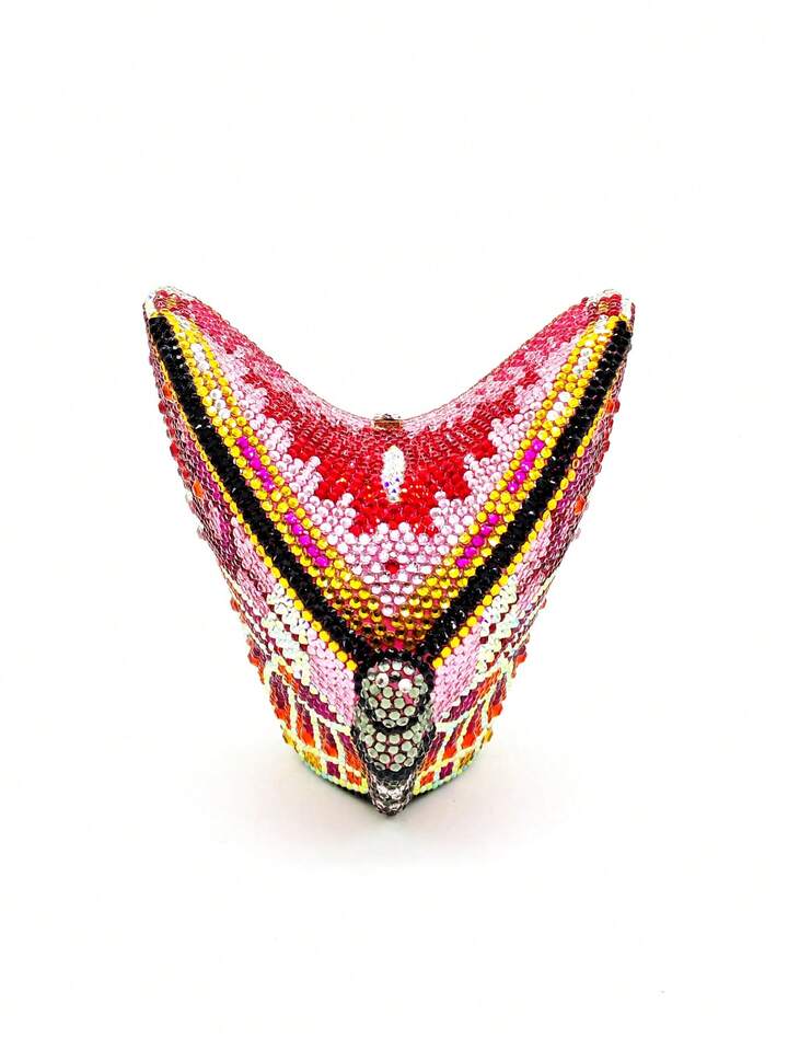 CM-BGS867770 Women Trendy Seoul Style Butterfly Shaped Rhinestone Crystal Evening Clutch Bag