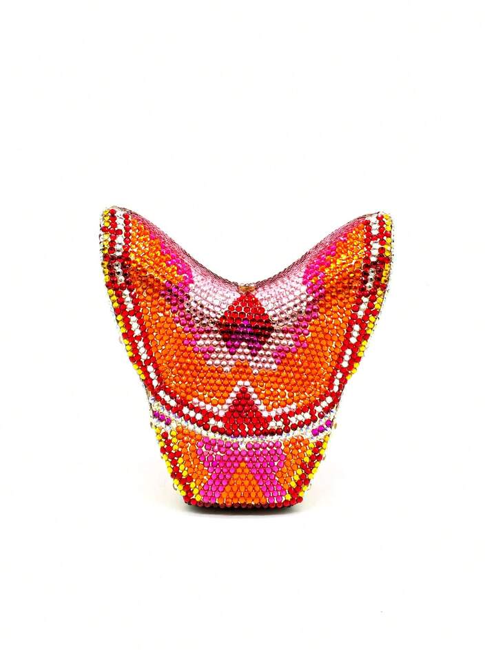 CM-BGS867770 Women Trendy Seoul Style Butterfly Shaped Rhinestone Crystal Evening Clutch Bag