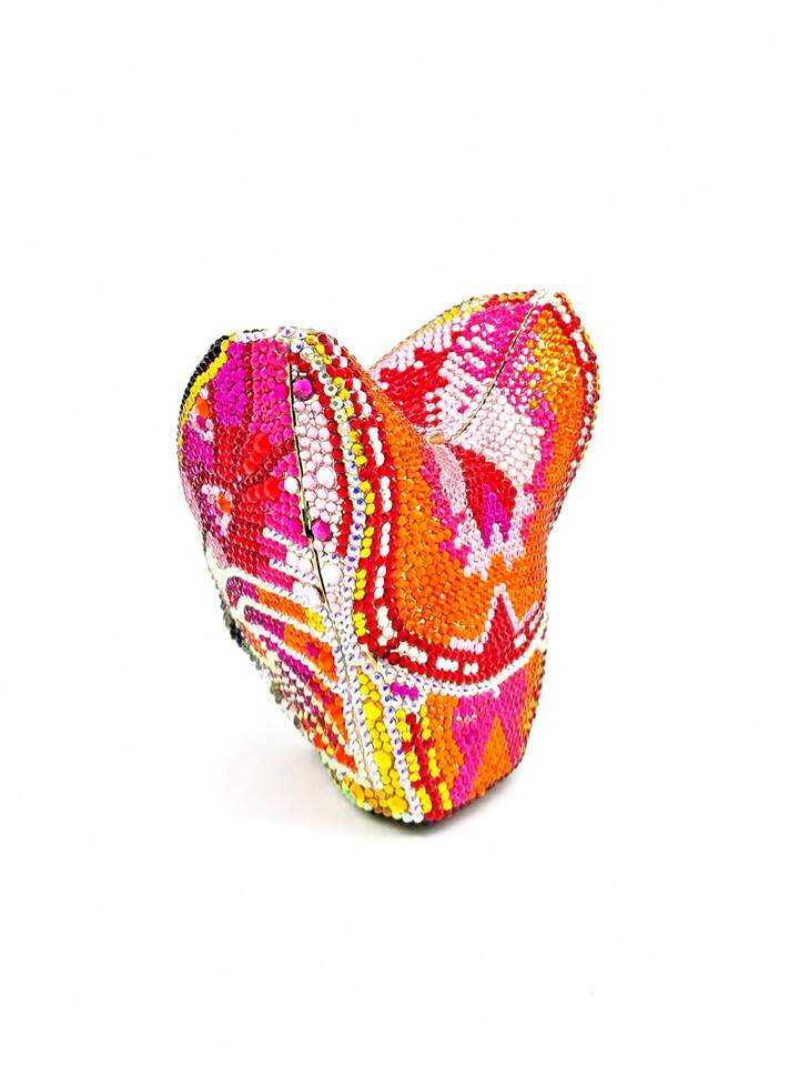 CM-BGS867770 Women Trendy Seoul Style Butterfly Shaped Rhinestone Crystal Evening Clutch Bag