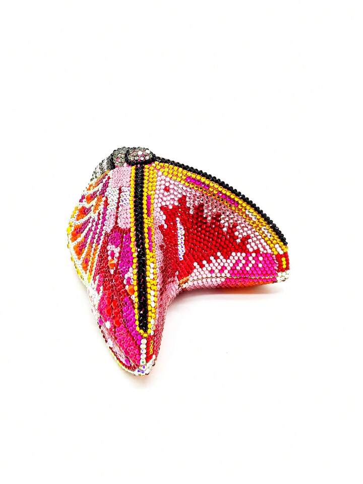 CM-BGS867770 Women Trendy Seoul Style Butterfly Shaped Rhinestone Crystal Evening Clutch Bag