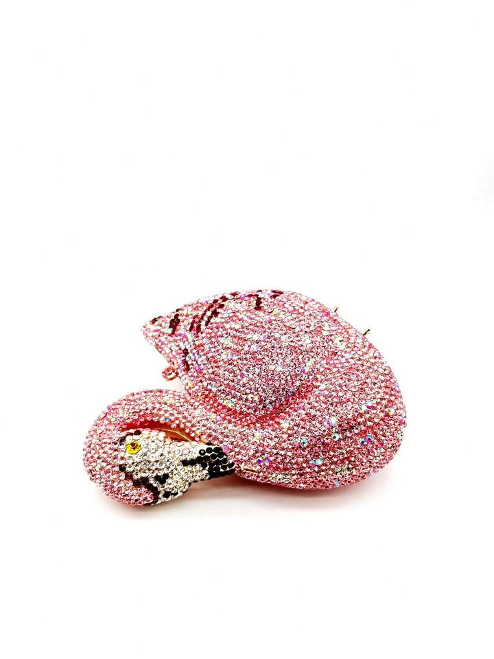 CM-BGS301639 Women Trendy Seoul Style Swan Crystal With Metal Chain Evening Clutch Bag
