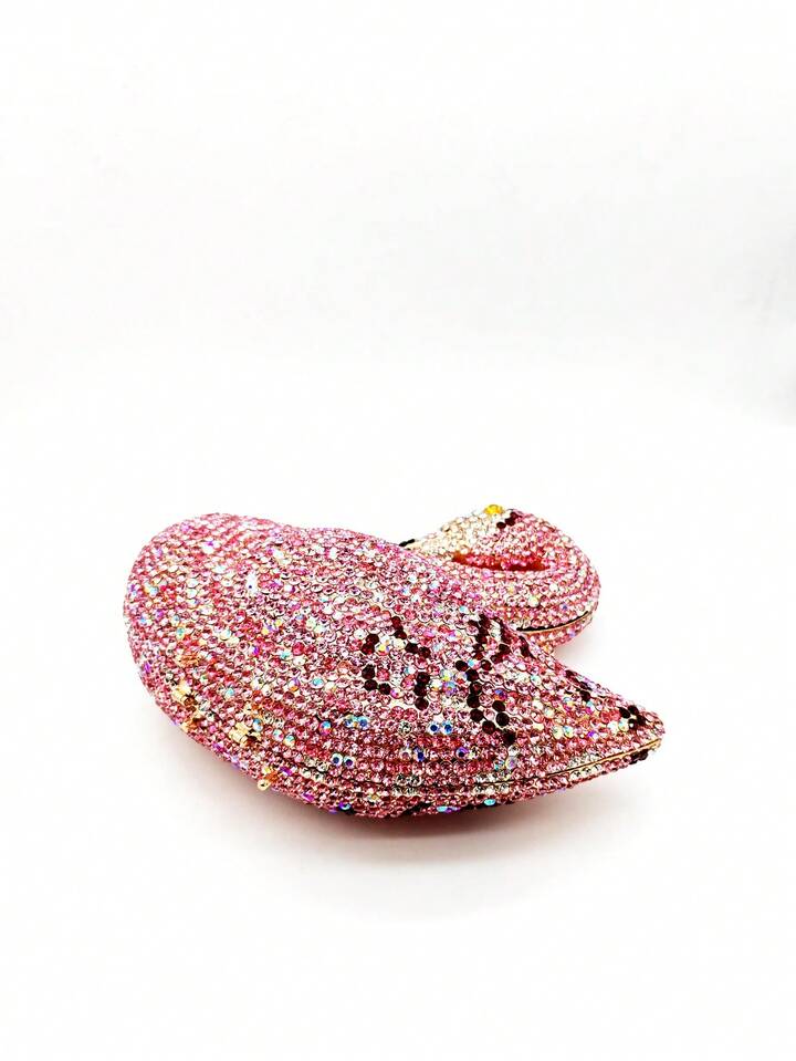 CM-BGS301639 Women Trendy Seoul Style Swan Crystal With Metal Chain Evening Clutch Bag