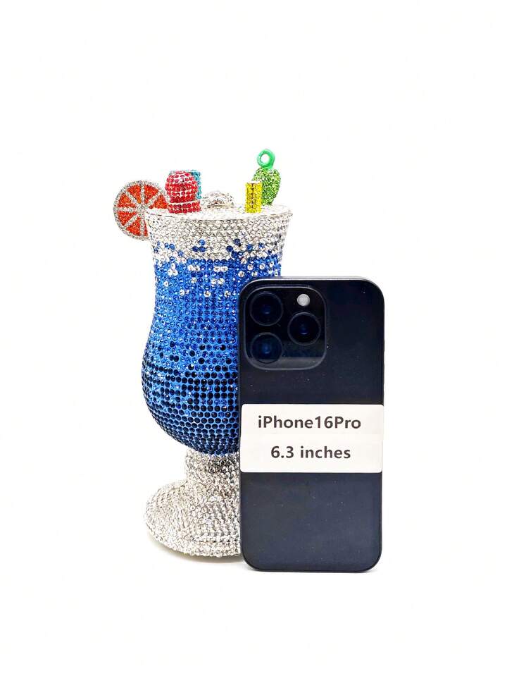 CM-BGS440167 Women Trendy Seoul Style Red Martini Crystal Diamond Goblet Clutch Bag