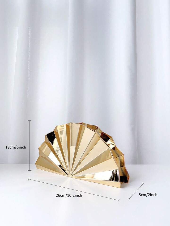 CM-BGS557131 Women Trendy Seoul Style Metallic Striped Asymmetric Clutch Bag - Gold