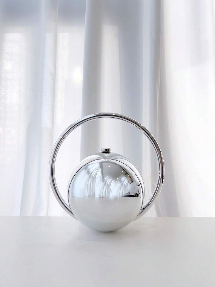 CM-BGS326453 Women Trendy Seoul Style 3D Asymmetric Ball Shaped Minimalist Evening Handbag - Silver