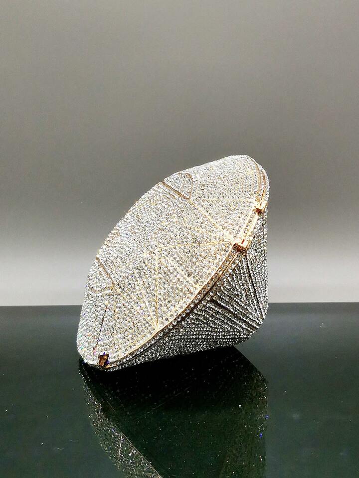 CM-BGS033799 Women Trendy Seoul Style Glitter Bling Rhinestone Shape Multicolored Crystal Evening Bag