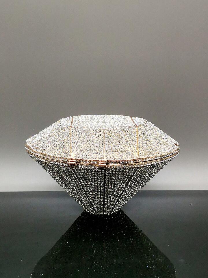 CM-BGS033799 Women Trendy Seoul Style Glitter Bling Rhinestone Shape Multicolored Crystal Evening Bag