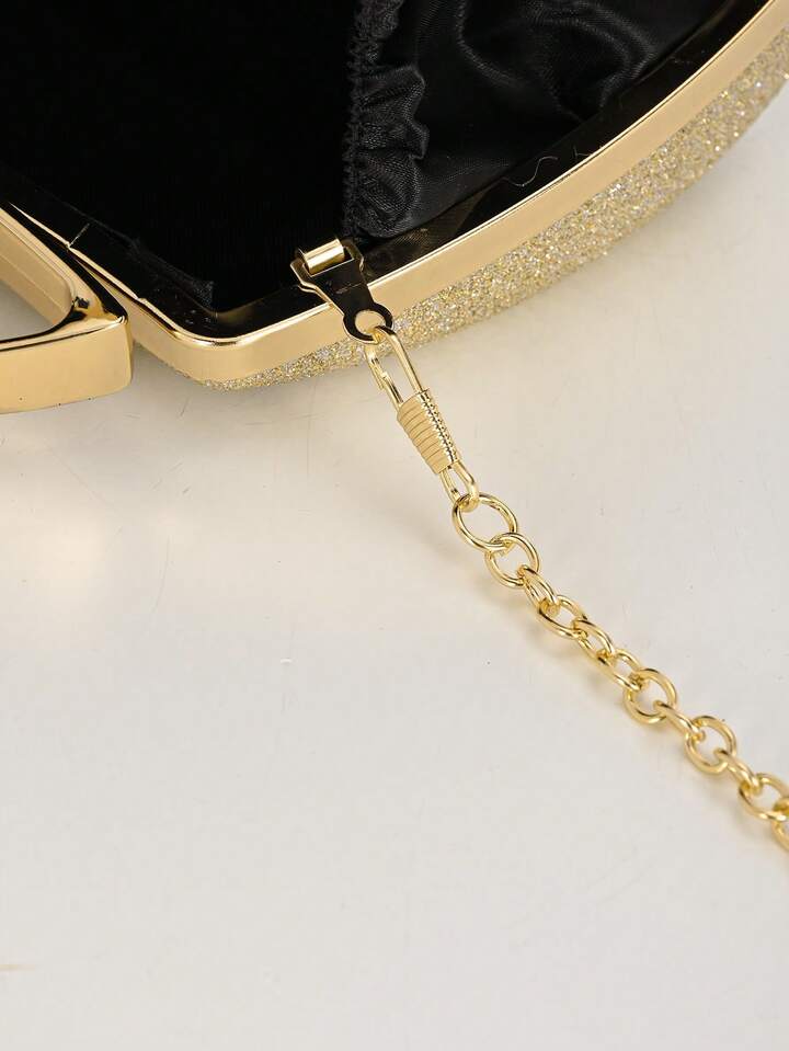 CM-BGS421399 Women Trendy Seoul Style All-Over Rhinestone Square Shiny Handbag - Gold