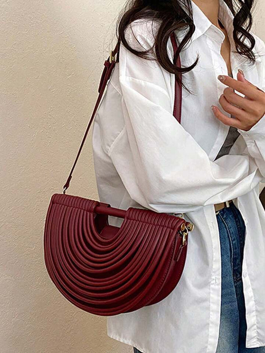 CM-BGS633359 Women Trendy Seoul Style Noodle-Shaped Dumpling Style Crossbody Shoulder Bag - Red