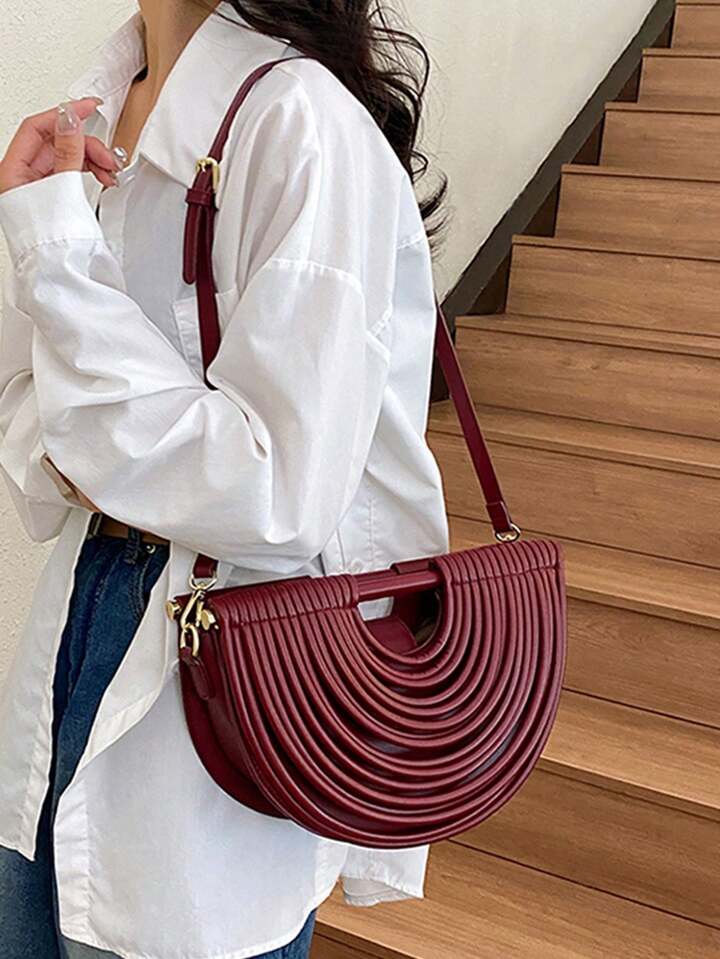 CM-BGS633359 Women Trendy Seoul Style Noodle-Shaped Dumpling Style Crossbody Shoulder Bag - Red