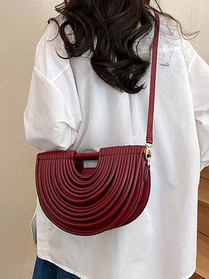 CM-BGS633359 Women Trendy Seoul Style Noodle-Shaped Dumpling Style Crossbody Shoulder Bag - Red