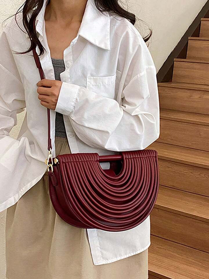 CM-BGS633359 Women Trendy Seoul Style Noodle-Shaped Dumpling Style Crossbody Shoulder Bag - Red