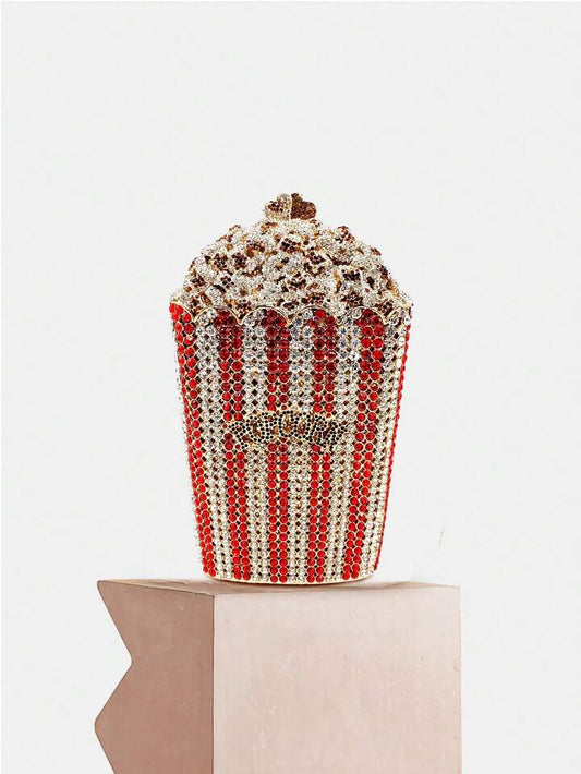CM-BGS423178 Women Trendy Seoul Style Rainbow Colorful Popcorn Design Crystal Clutch Purse